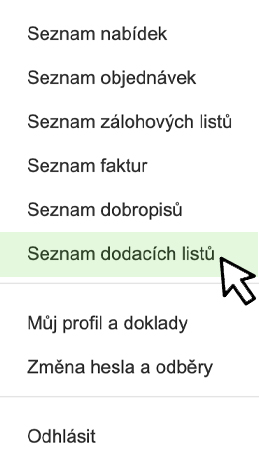 Seznam dodacích listů